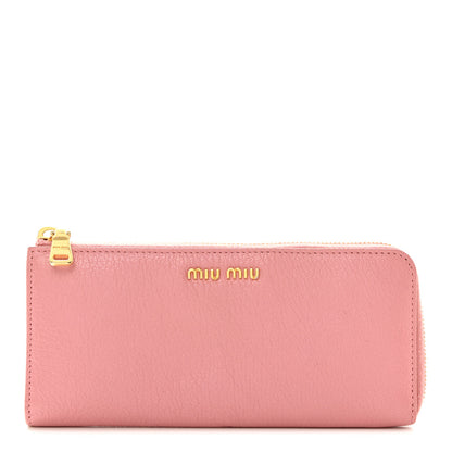 Miu Miu Goatskin Madras Zip Around Wallet Rosa 1 of 9