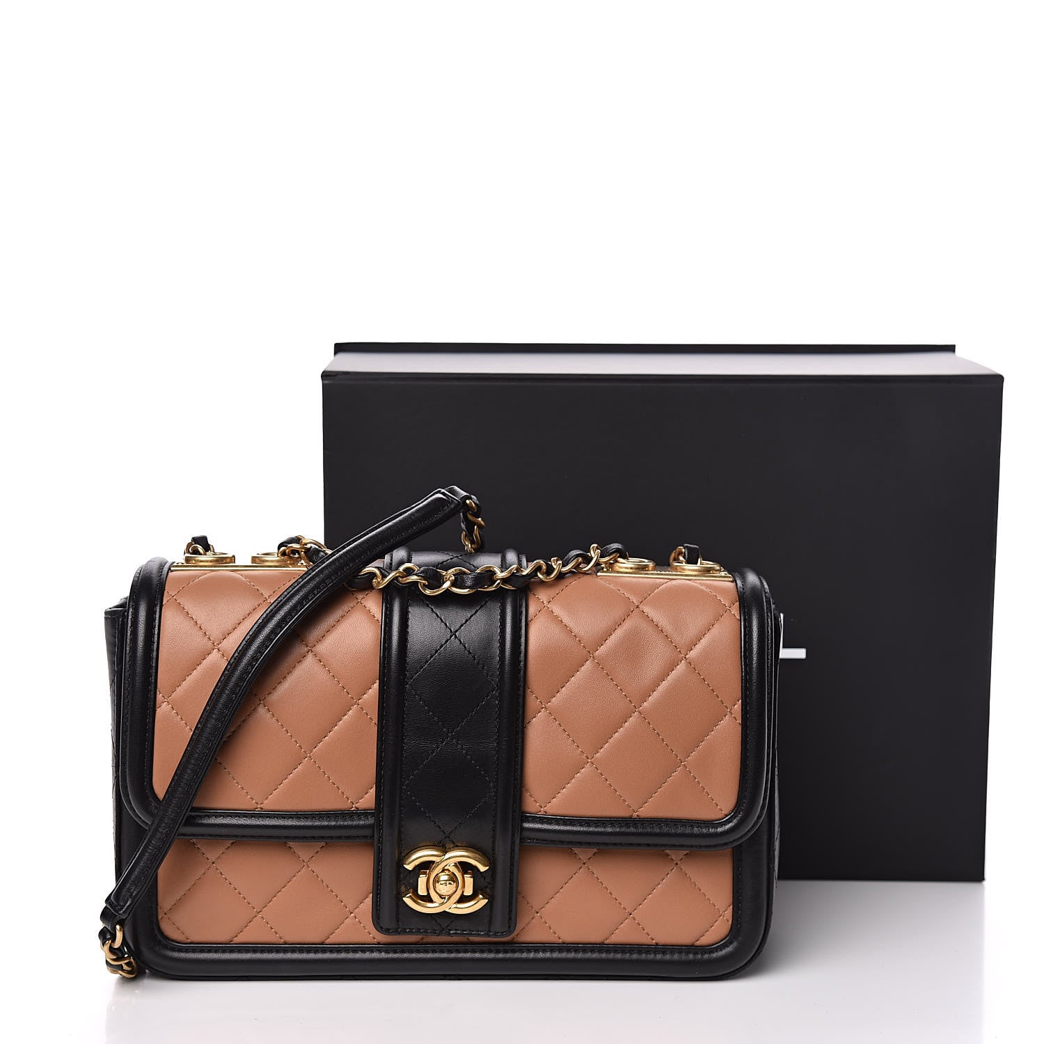 Chanel Lambskin Quilted Medium Elegant CC Flap Dark Beige Black 11 of 11