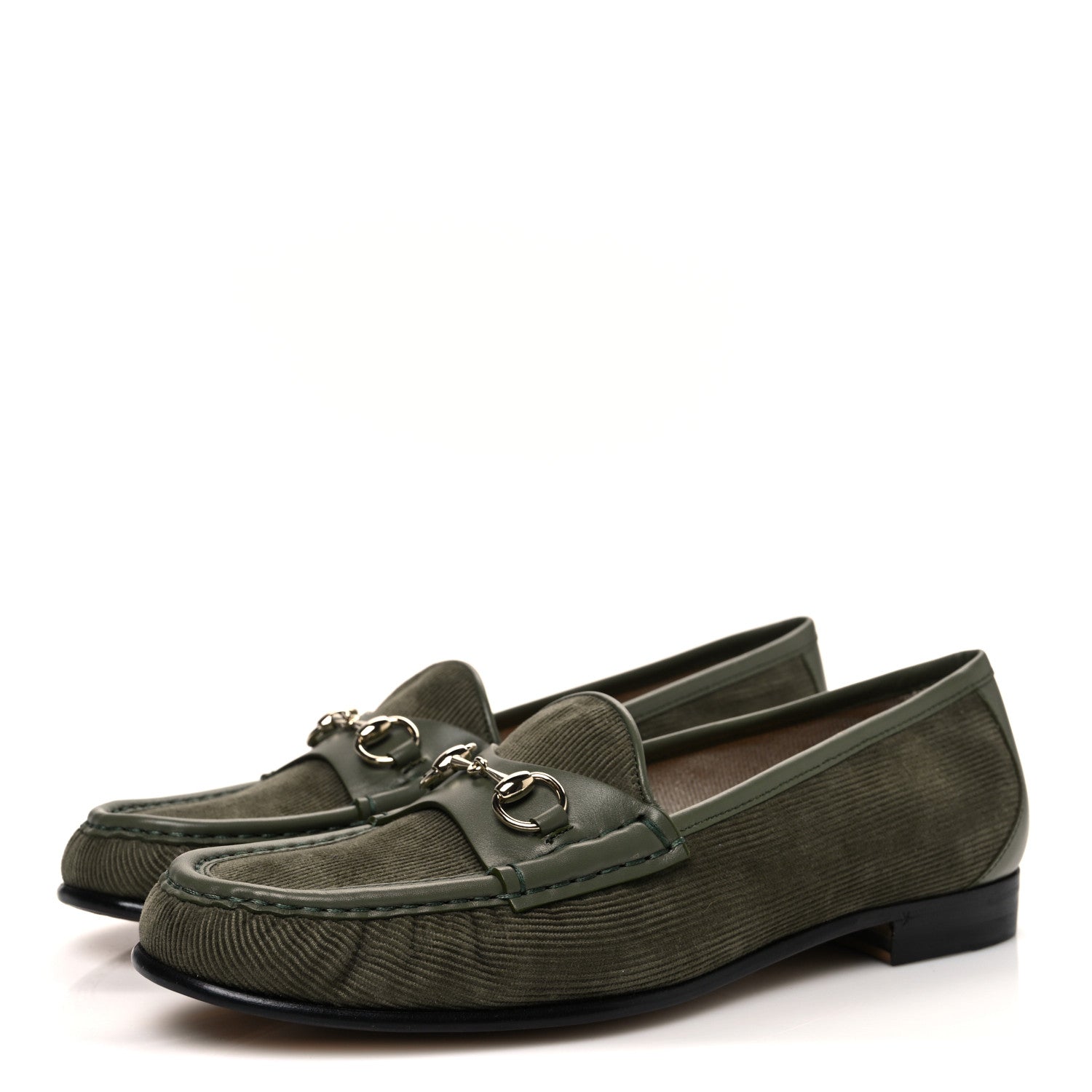 Gucci Corduroy Womens 1953 Horsebit Loafers 40 Sweet Military 4 of 10