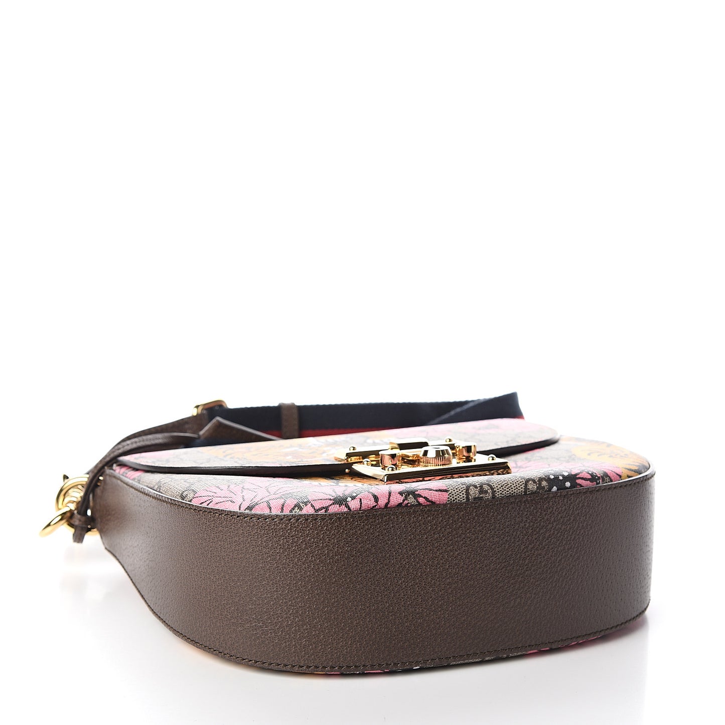 GG Supreme Monogram Bengal Web Medium Padlock Messenger Shoulder Bag Beige Pink