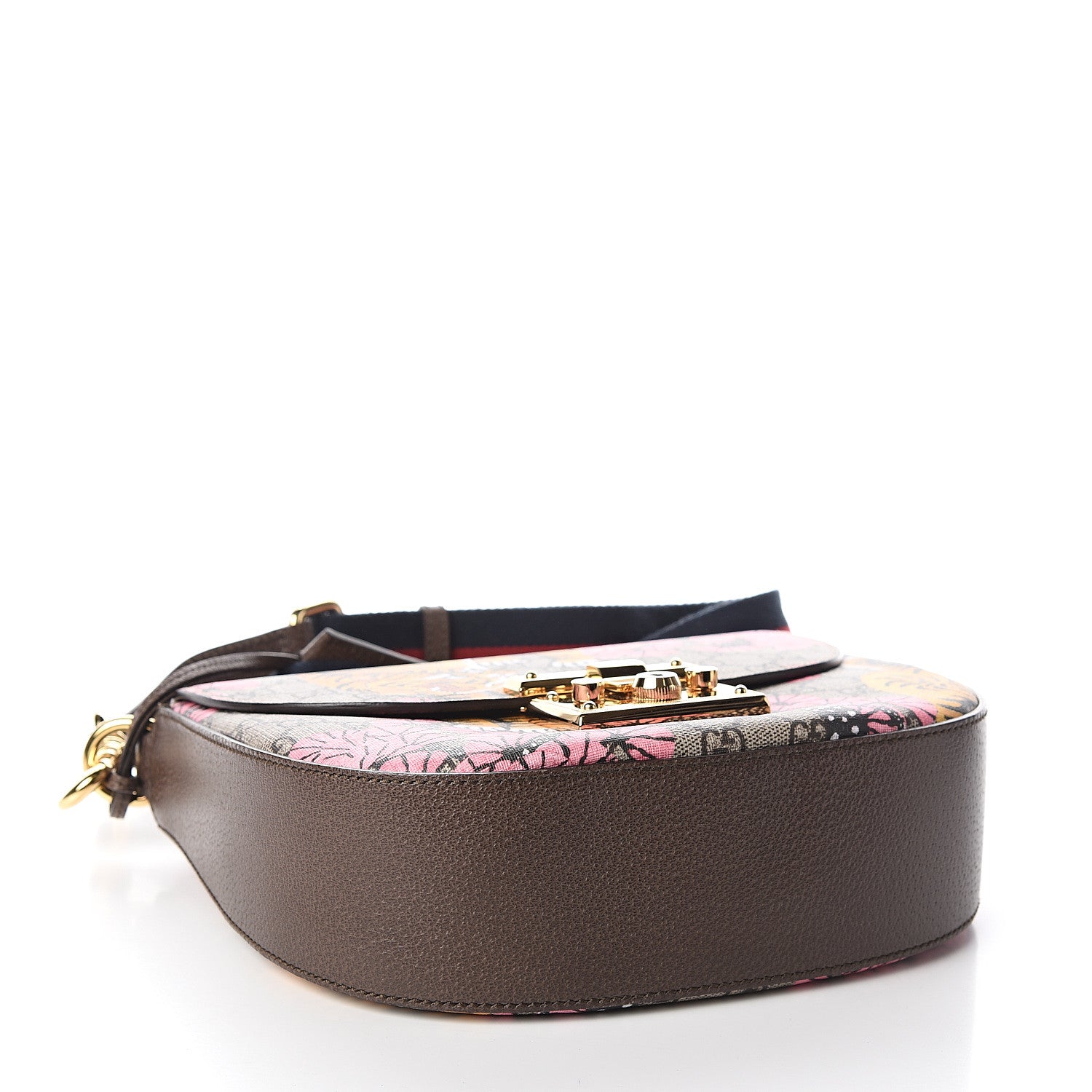 Gucci GG Supreme Monogram Bengal Web Medium Padlock Messenger Shoulder Bag Beige Pink 3 of 9