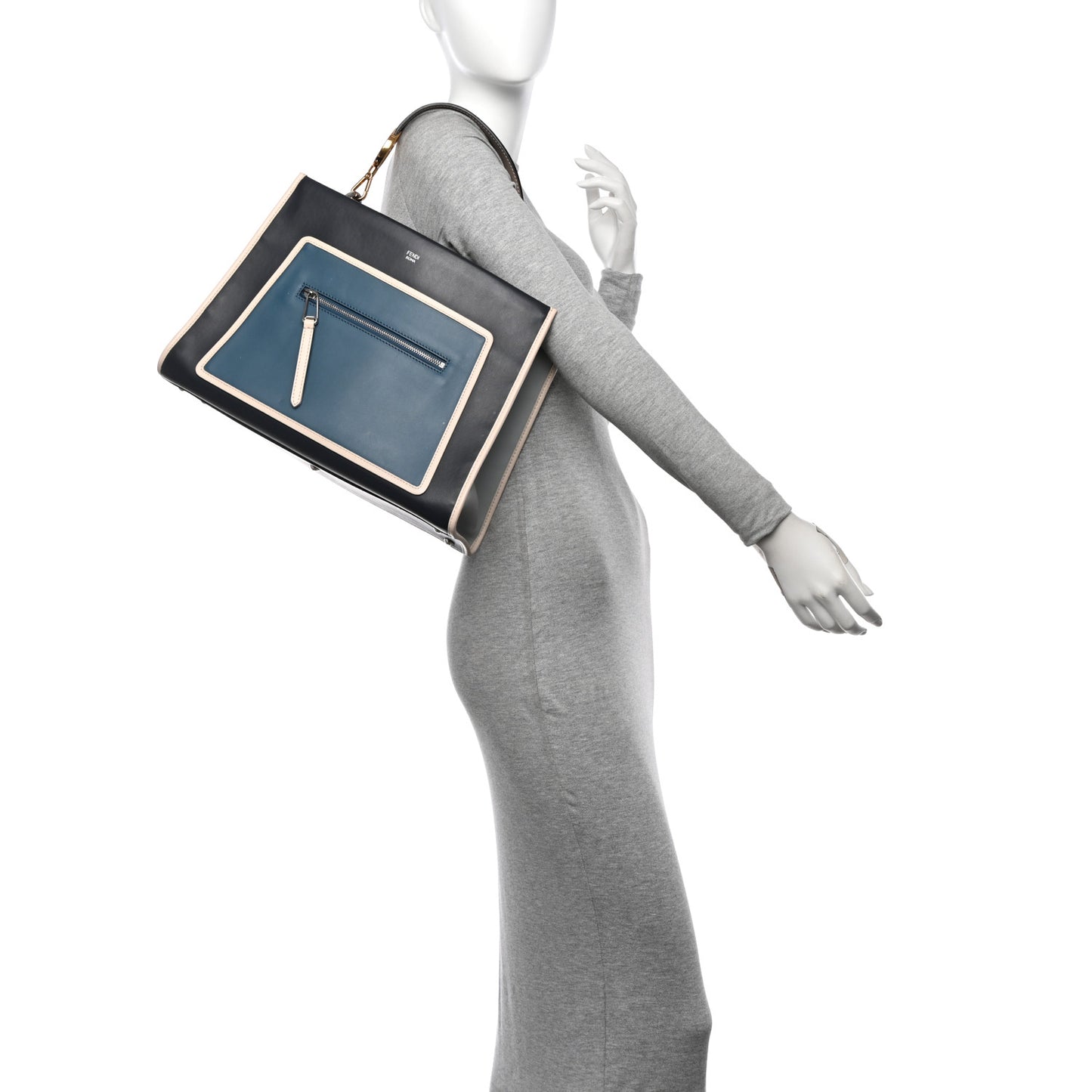 Vitello Century Opaco F is Fendi Bi-Color Regular Runaway Satchel Blue Notte Balena Multicolor
