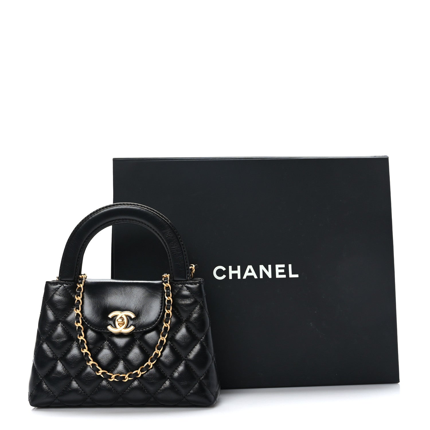 Chanel Shiny Aged Calfskin Quilted Nano Kelly Shopper Black 10 of 10