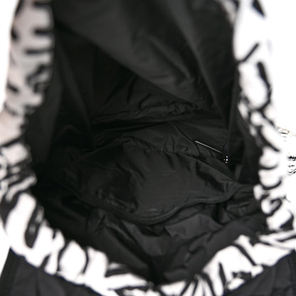 Chanel Nylon Printed Quilted Coco Neige Convertible Backpack Black White 6 of 10