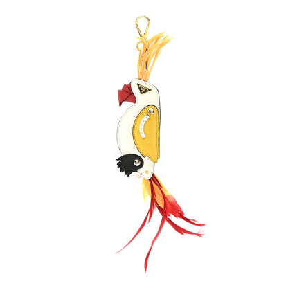 Prada Saffiano Calfskin Parrot Trick Keychain White 1 of 4