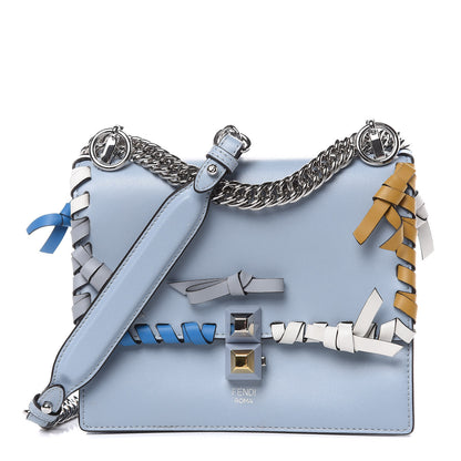 Fendi Vitello Liberty Whipstitch Bow Small Kan I Shoulder Bag Azzurro Polvere Multicolor 1 of 9