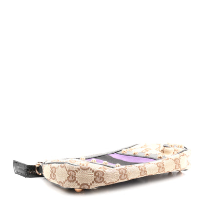 Gucci Monogram Web Studded Chain Clutch Purple 3 of 9