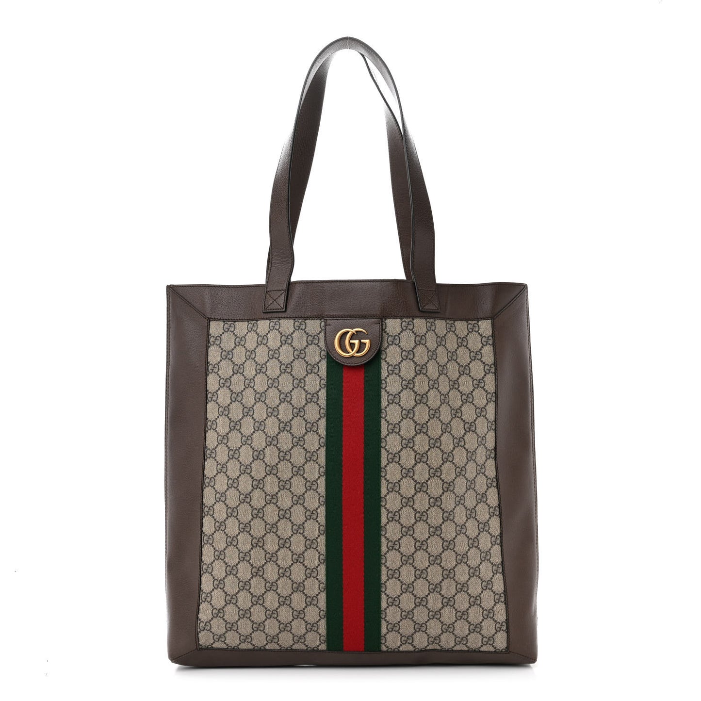 GG Supreme Monogram Web Large Ophidia Vertical Shopping Tote Brown