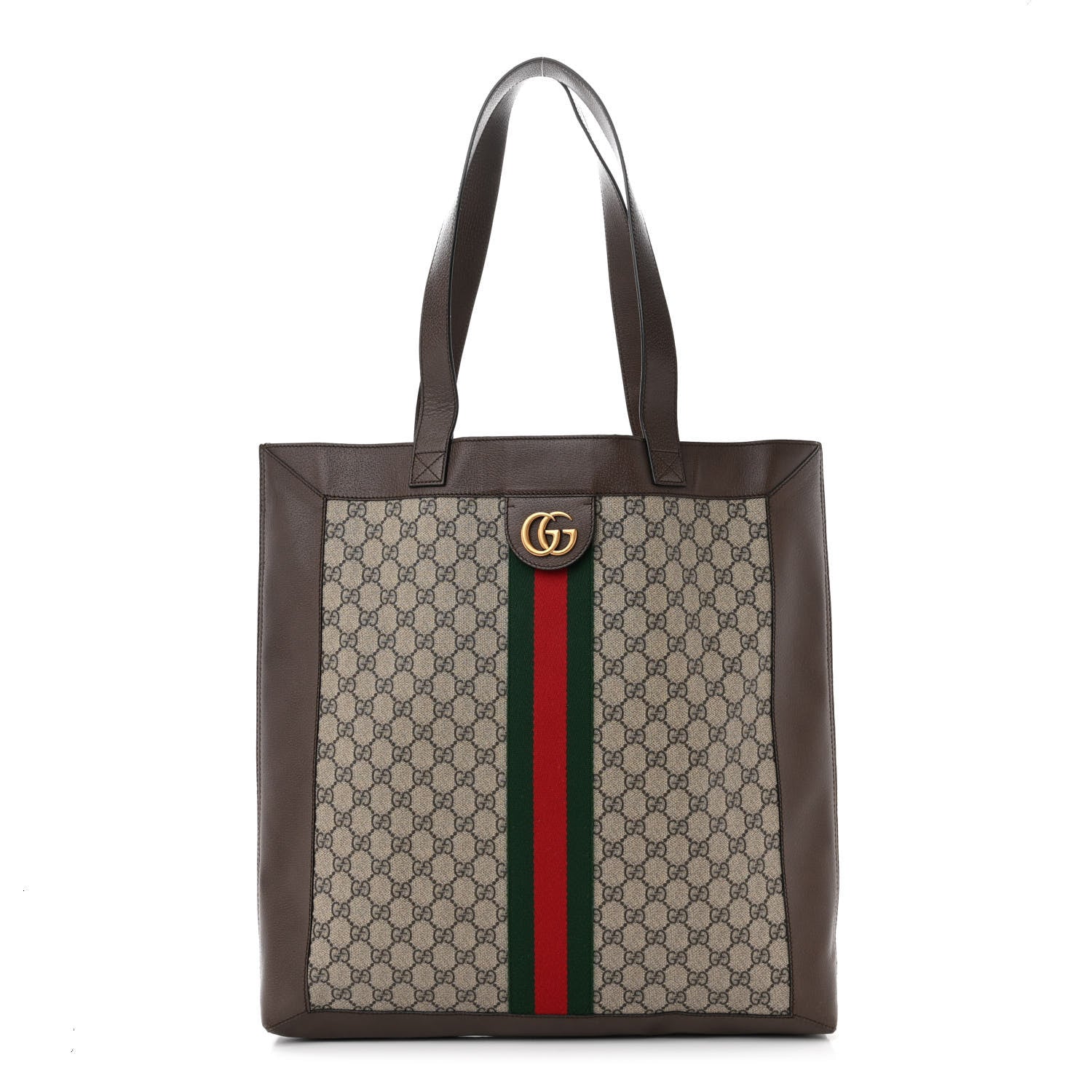 Gucci GG Supreme Monogram Web Large Ophidia Vertical Shopping Tote Brown 1 of 12