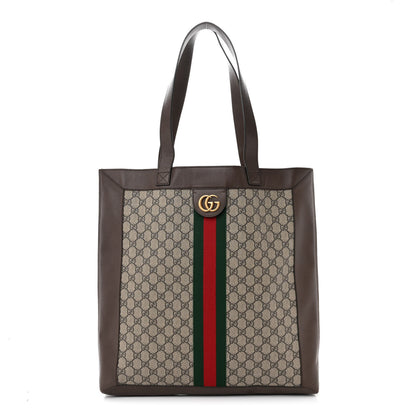 Gucci GG Supreme Monogram Web Large Ophidia Vertical Shopping Tote Brown 1 of 12