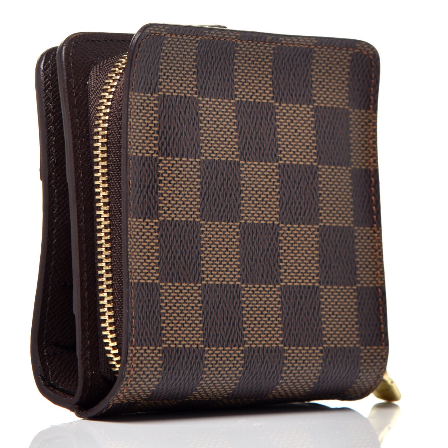 Damier Ebene Zippe Zipped Compact Wallet