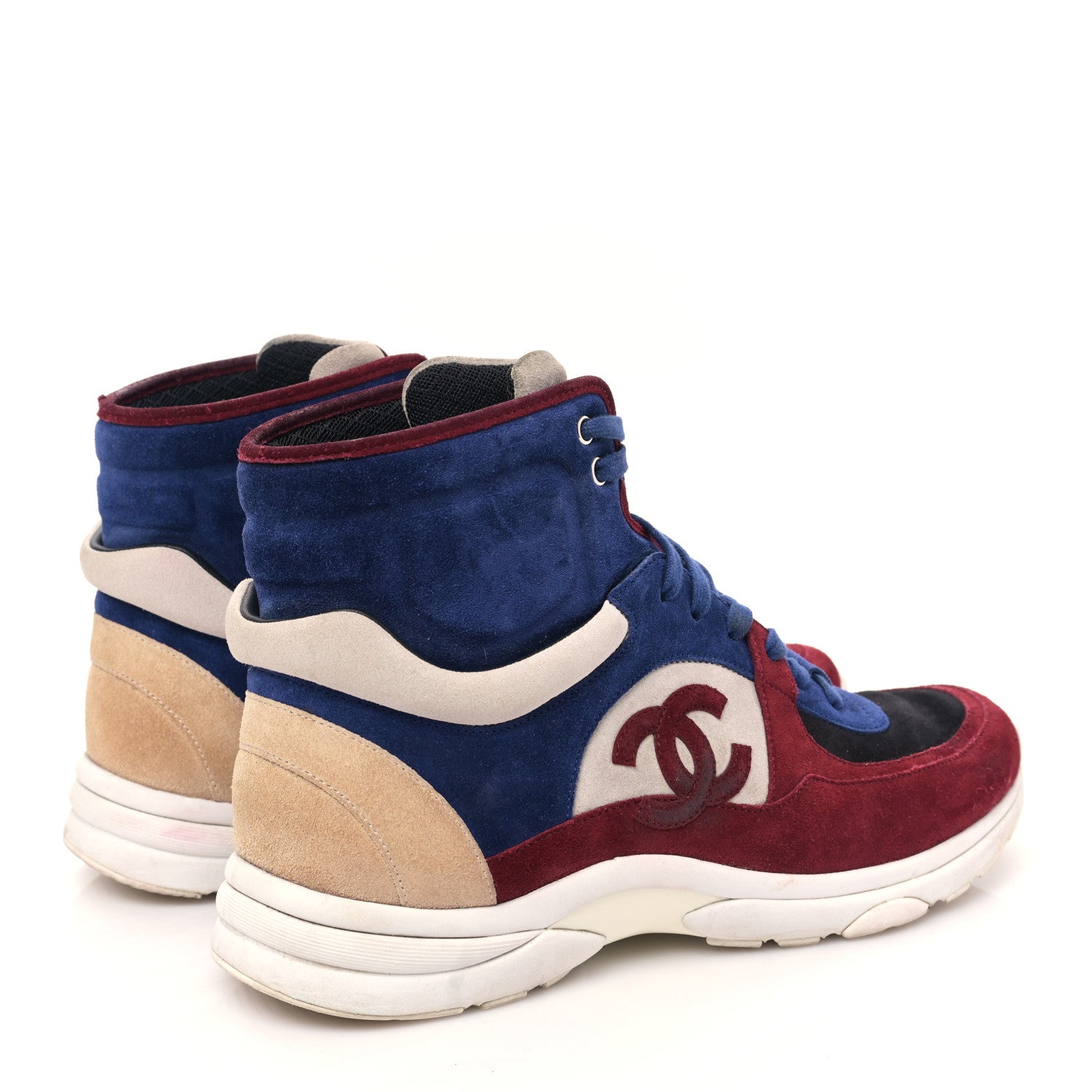 Chanel Calfskin Suede Mens Sneakers 43 Blue Red Beige 4 of 8
