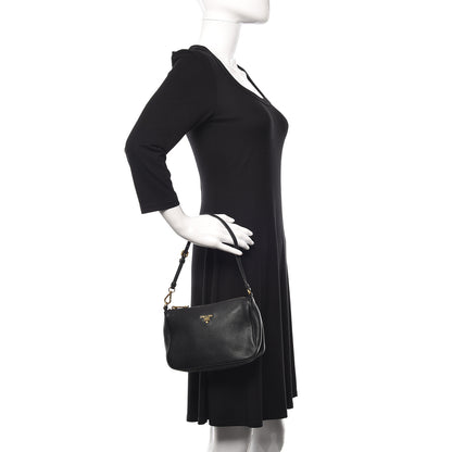 Prada Vitello Daino Pochette Bag Black 2 of 10