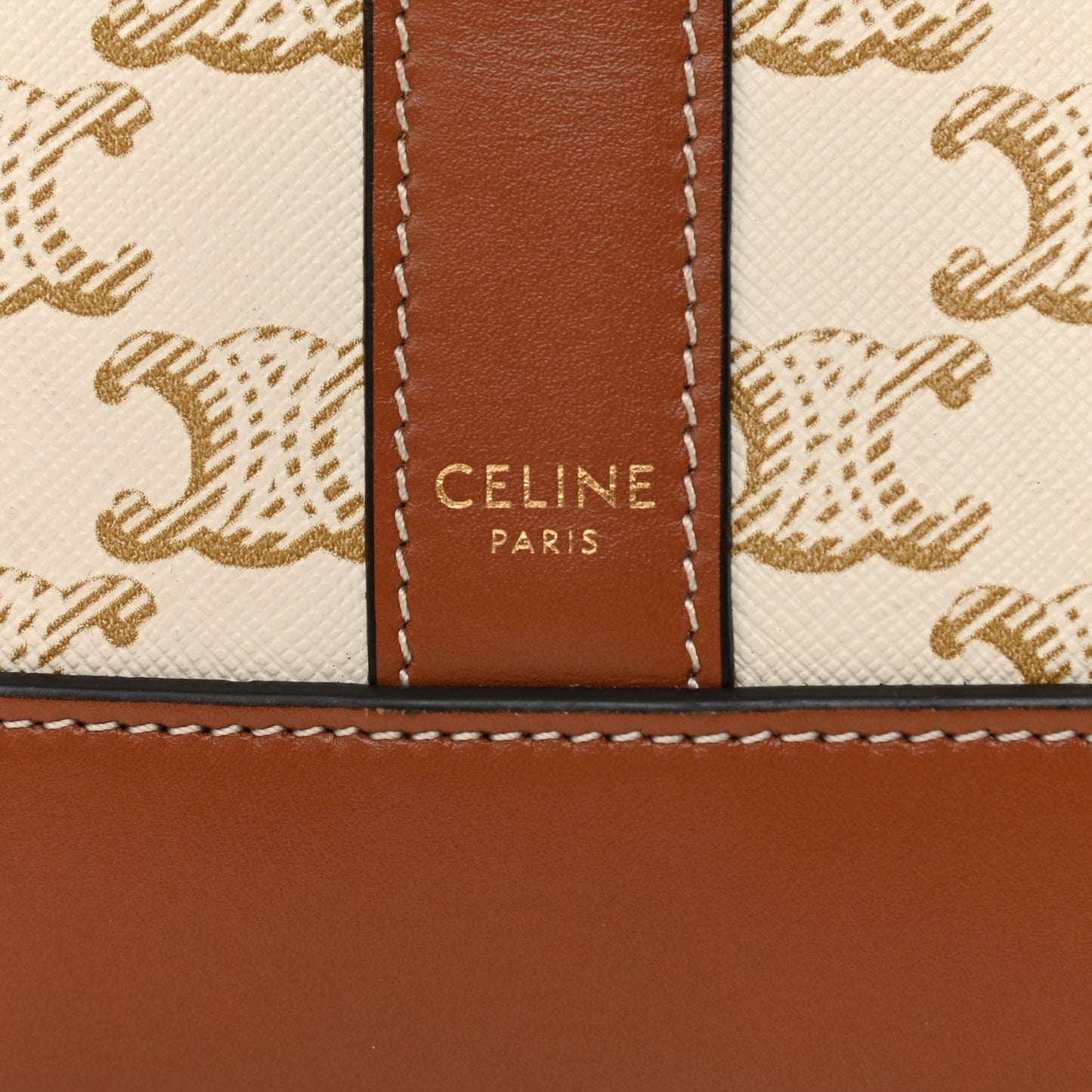 Triomphe Canvas Calfskin Small Bucket Bag White