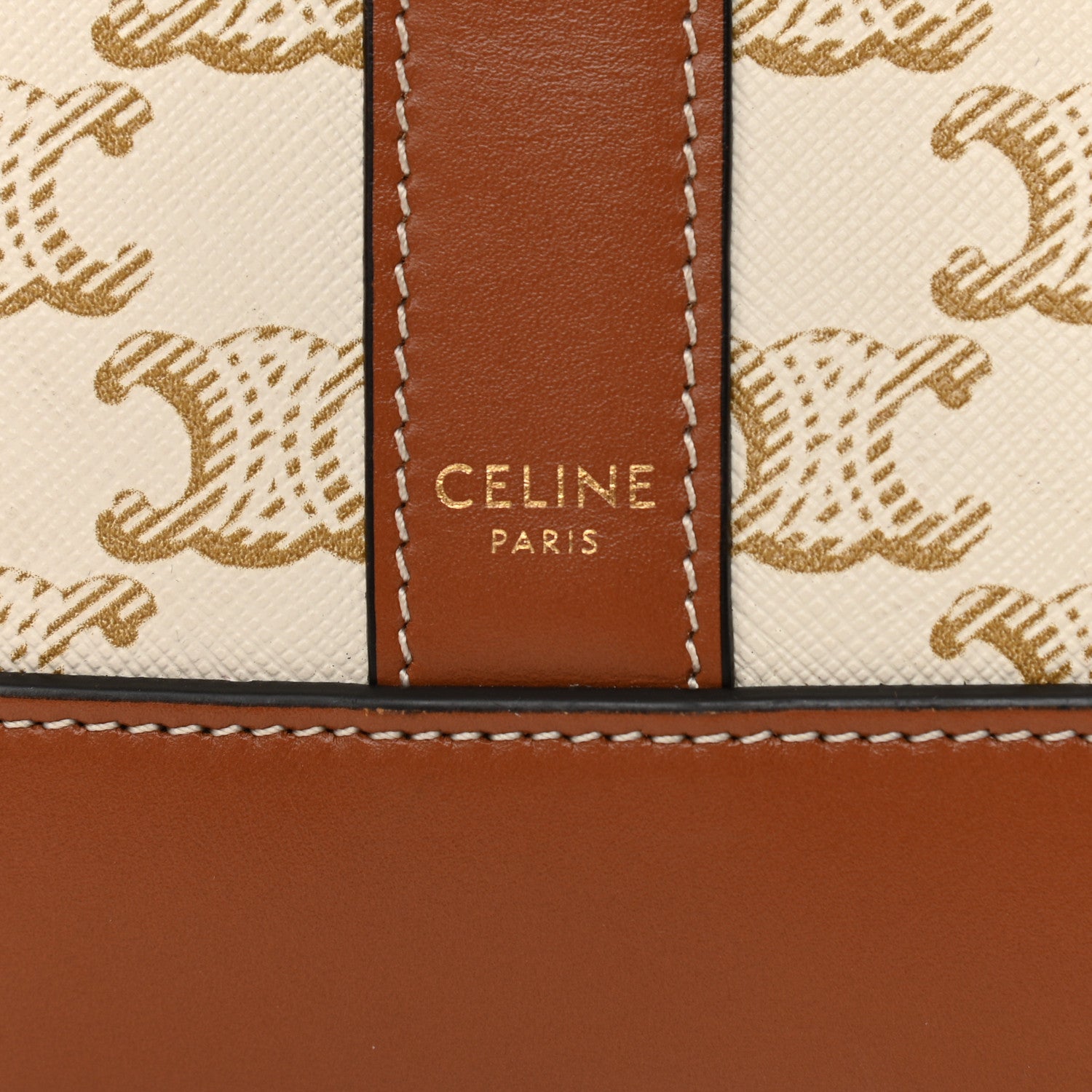 Celine Triomphe Canvas Calfskin Small Bucket Bag White 6 of 11