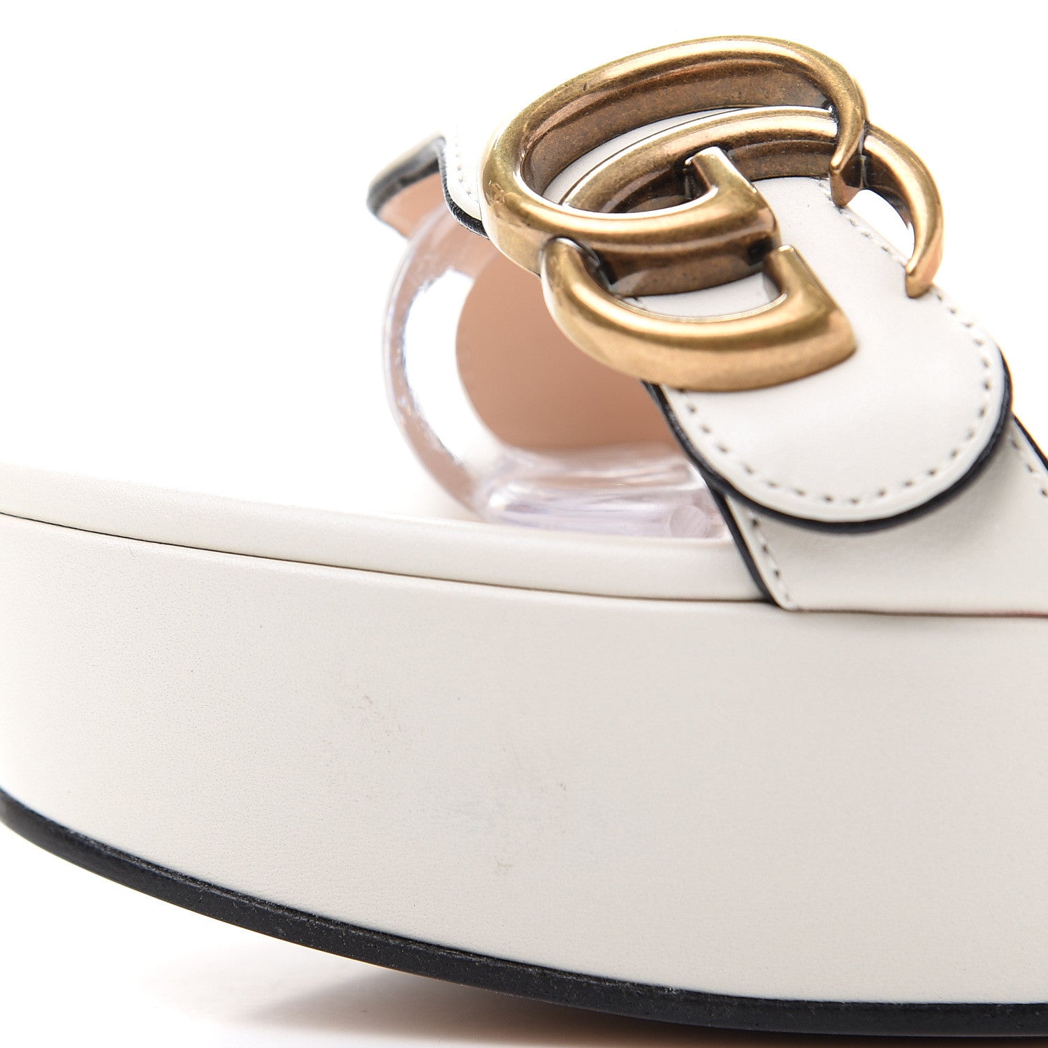 Gucci Calfskin GG Marmont Ankle Wrap 30/85mm Platform Sandals 39 Mystic White 8 of 10