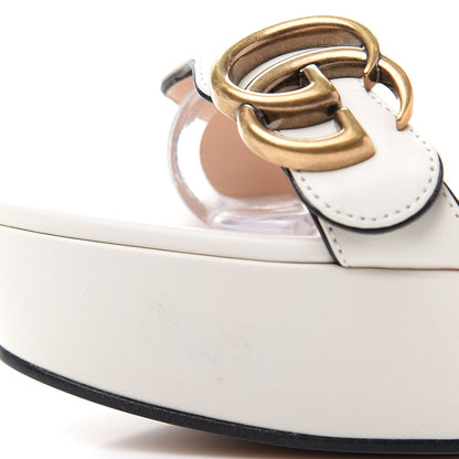 Gucci Calfskin GG Marmont Ankle Wrap 30/85mm Platform Sandals 39 Mystic White 8 of 10