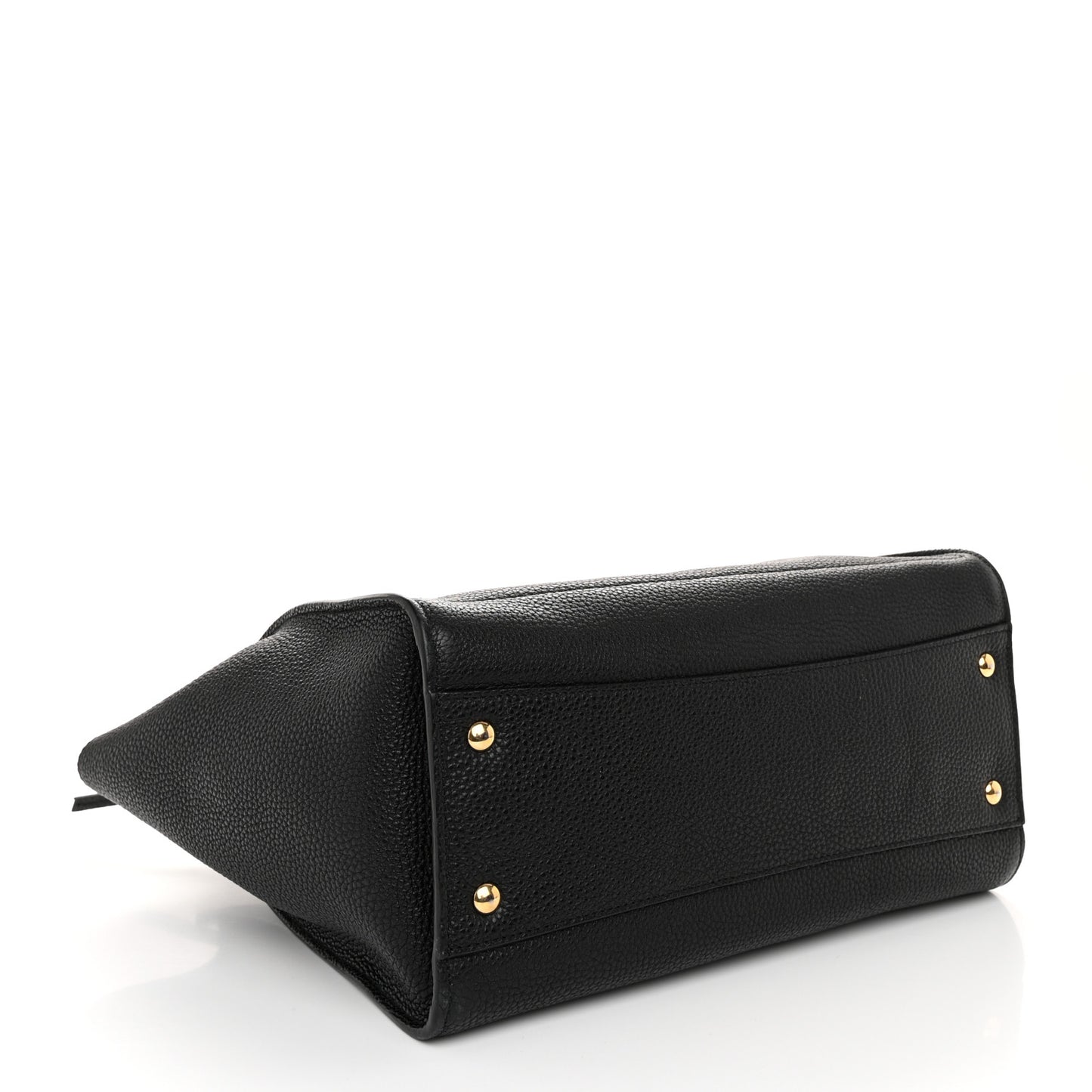 Hammered Calfskin Double Handle Large Amy Tote Black