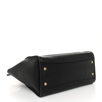 Salvatore Ferragamo Hammered Calfskin Double Handle Large Amy Tote Black 4 of 11