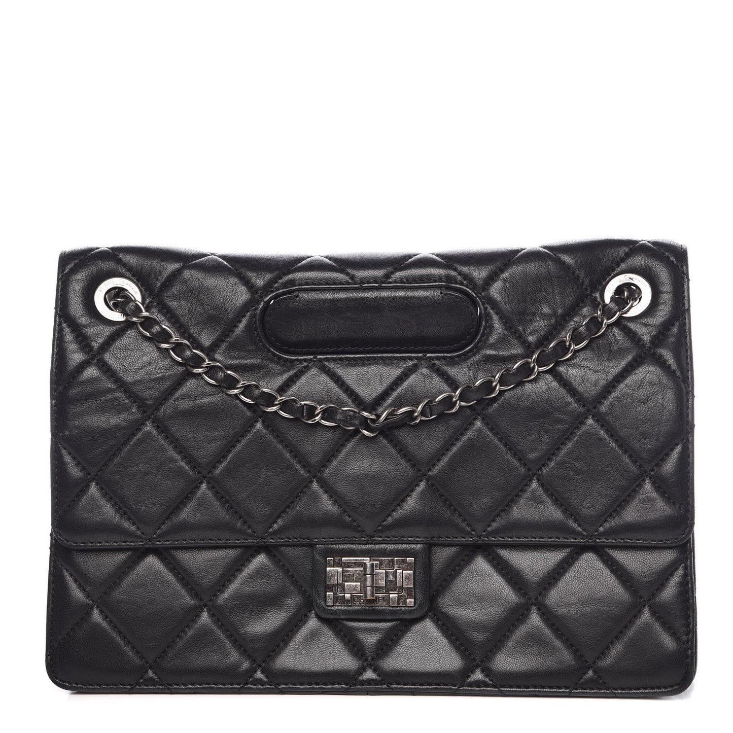 Washed Lambskin Jumbo Take Away Flap Black
