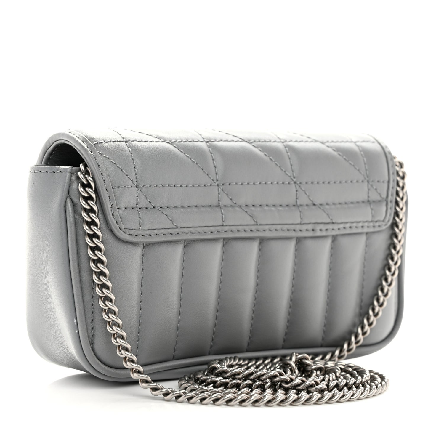 Calfskin Matelasse Aria Super Mini GG Marmont Shoulder Bag Deep Grey