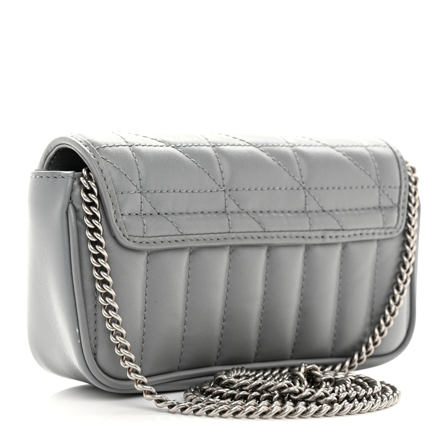Gucci Calfskin Matelasse Aria Super Mini GG Marmont Shoulder Bag Deep Grey 3 of 10