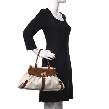 Fendi Canvas Calfskin Medium Magic Bag White Brown 2 of 8