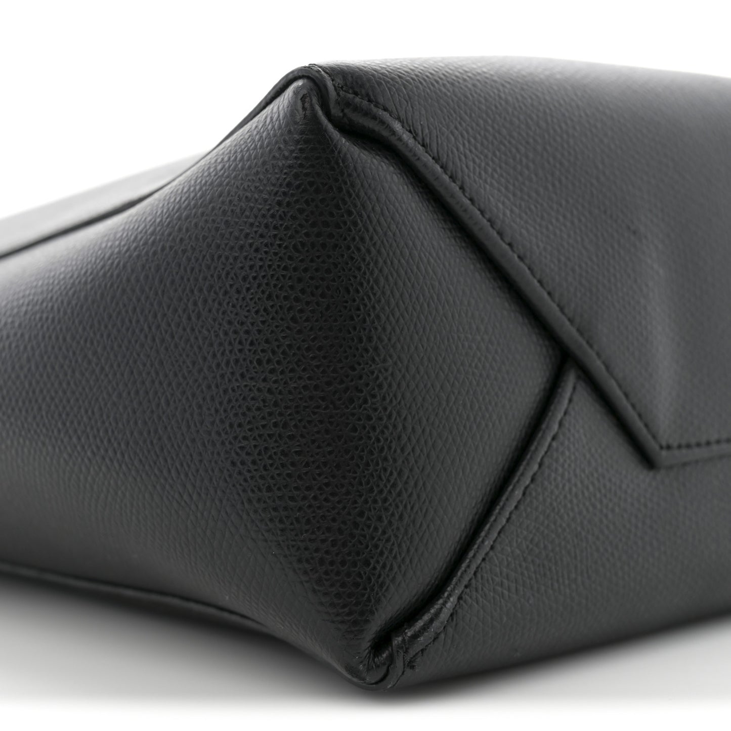 Grained Calfskin Small Vertical Cabas Black