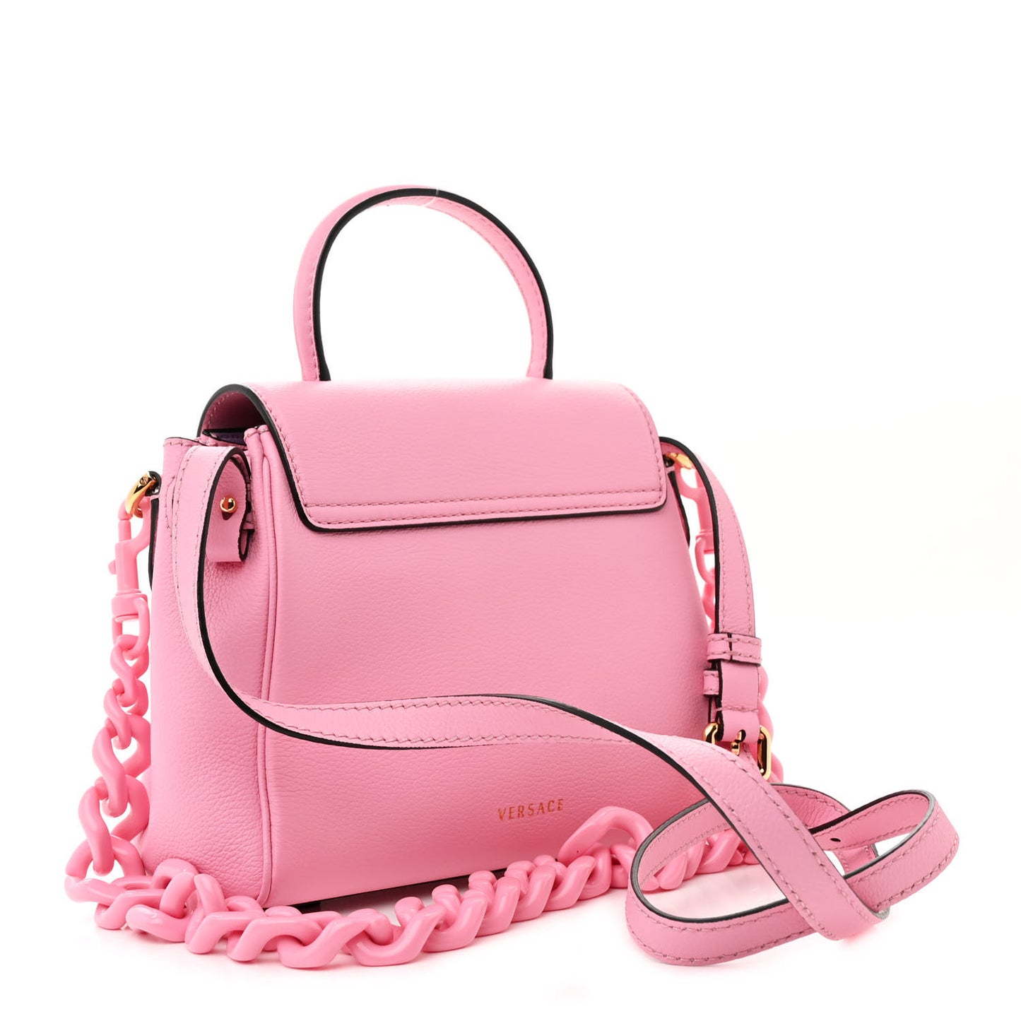 Grained Calfskin Small La Medusa Top Handle Bag Pink