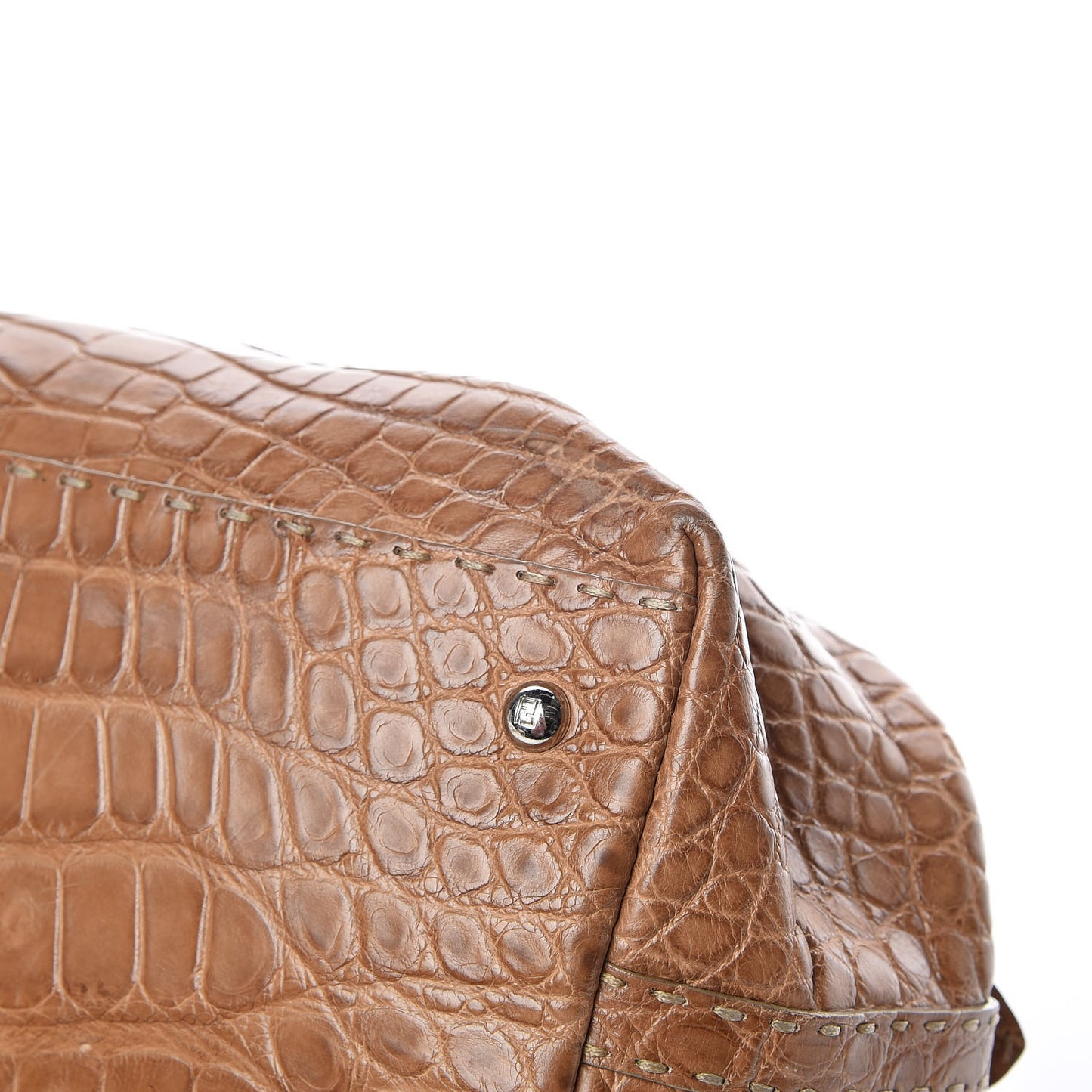 Crocodile Calfskin Romano Selleria Adele 1328 Bag Brown