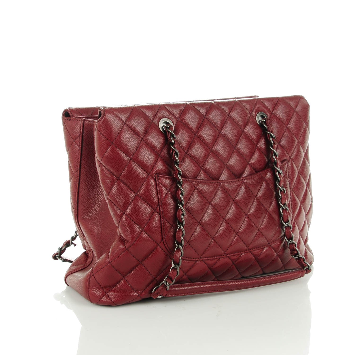 Chanel Caviar Quilted Large City Shopping Tote Dark Red 3 of 7