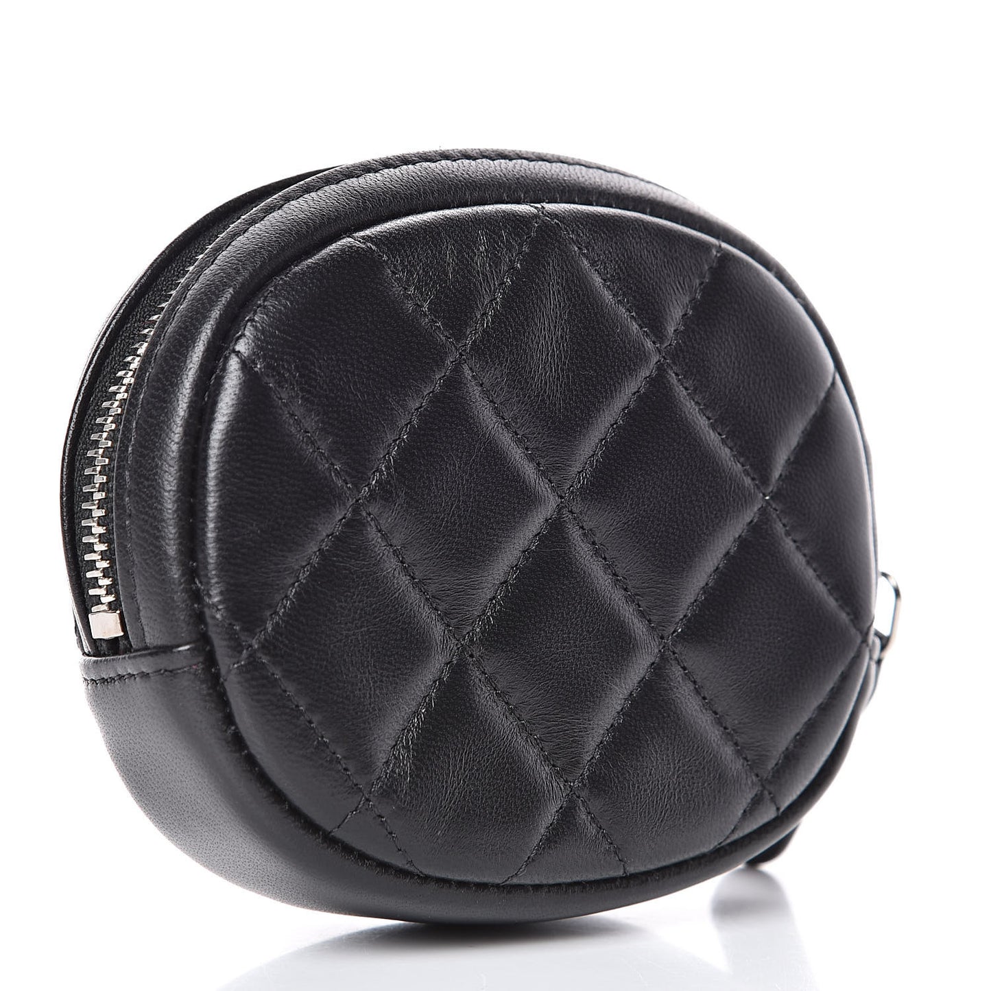 Lambskin Quilted Zip Around Classic Coin Purse Black