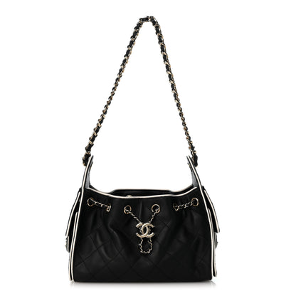 Chanel Calfskin Quilted Mini Chanel 25 Handbag Black White 1 of 9