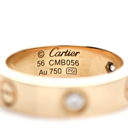 Cartier 18K Yellow Gold 3 Diamond 5.5mm LOVE Ring 56 7.5 4 of 4