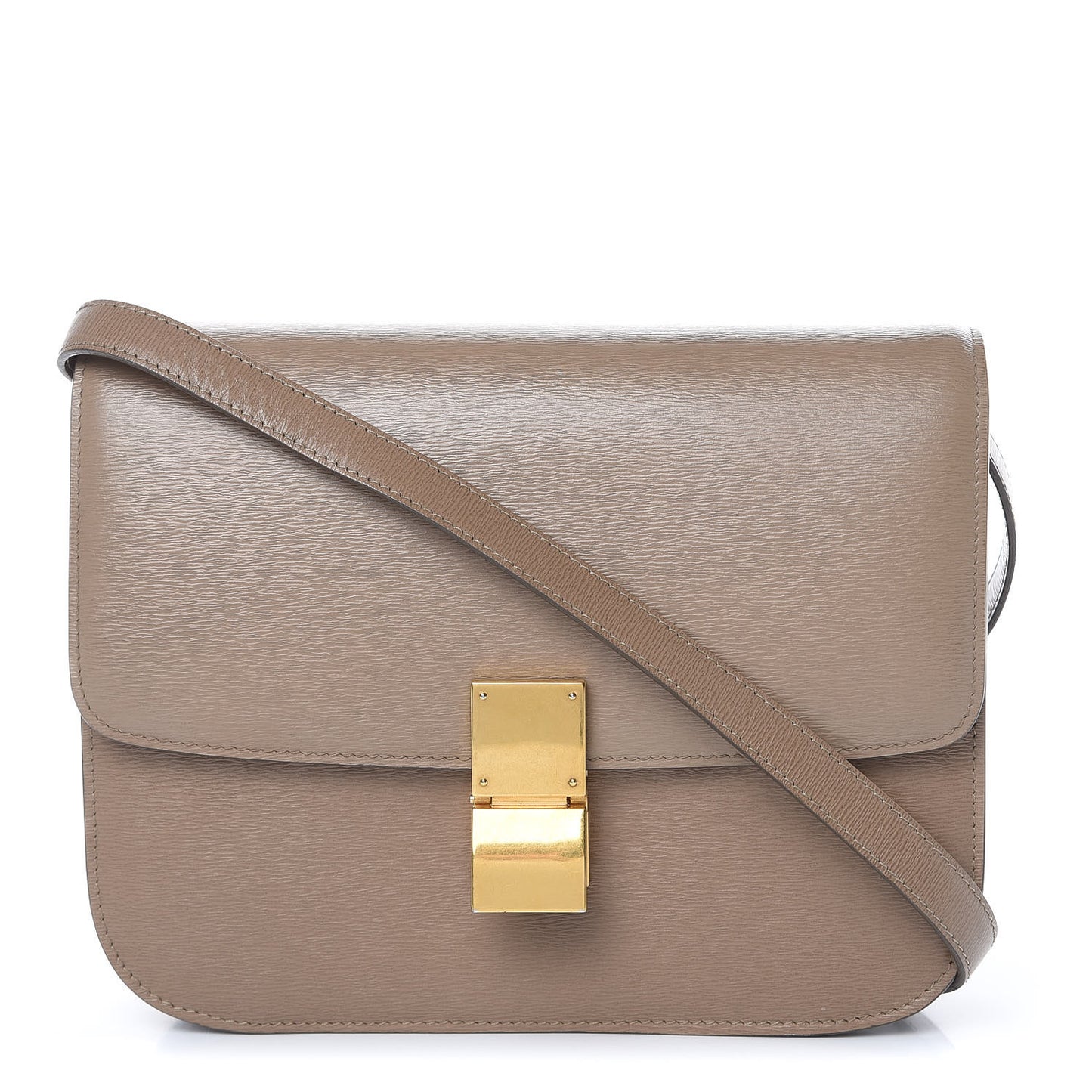 Liege Calfskin Medium Classic Box Flap Bag Taupe