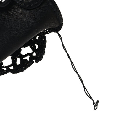 Chanel Lambskin Camellia Fingerless Gloves 7 Black 5 of 5