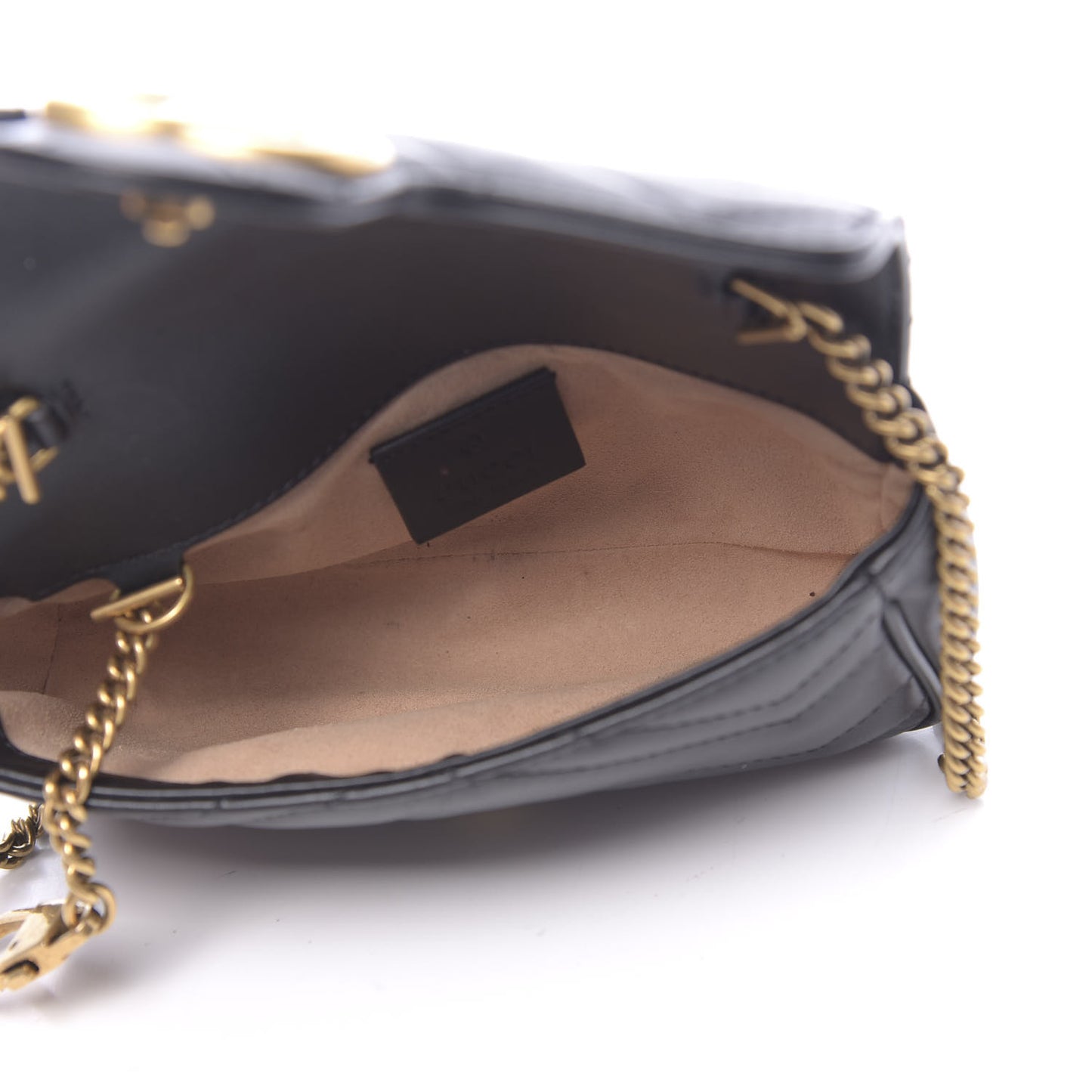 Calfskin Matelasse Super Mini GG Marmont Shoulder Bag Black