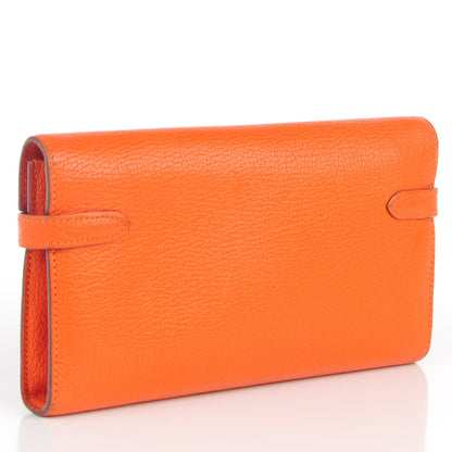 Hermes Chevre Mysore Kelly Longue Wallet Feu 3 of 17