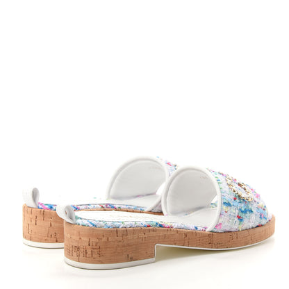 Chanel Tweed Logo Mules 37.5 Multicolor 4 of 10