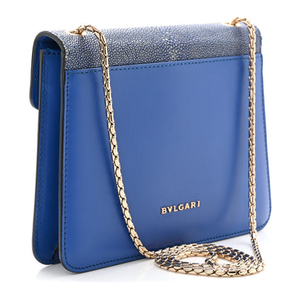 Bulgari Galuchat Calfskin Serpenti Forever Crossbody Bag Blue 7 of 19