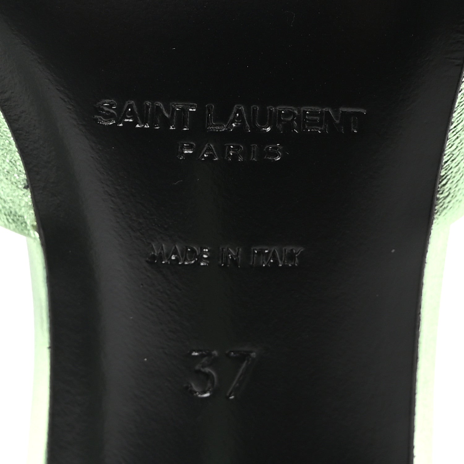 Saint Laurent Metallic Nappa La 16 Mule Sandals 37 Clorofilla 7 of 10
