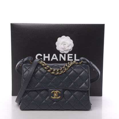 Chanel Shiny Sheepskin Quilted Small Trapezio Flap Navy 12 of 12