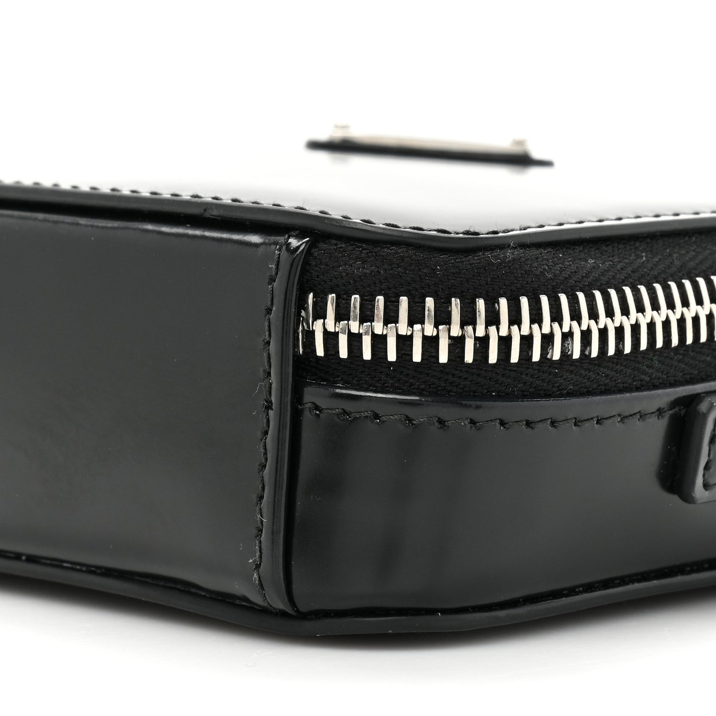 Spazzolato Metal Triangle Logo Mini Pouch Shoulder Bag Black