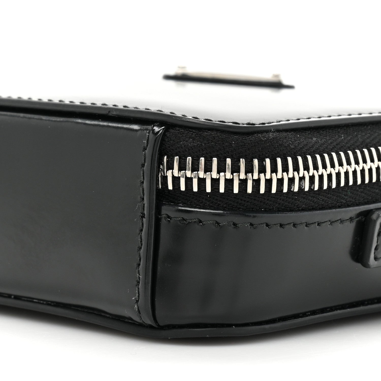 Prada Spazzolato Metal Triangle Logo Mini Pouch Shoulder Bag Black 7 of 8