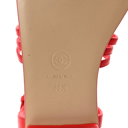 Chanel Lambskin Pearl Crystal CC Thong Sandals 38.5 Red 7 of 10