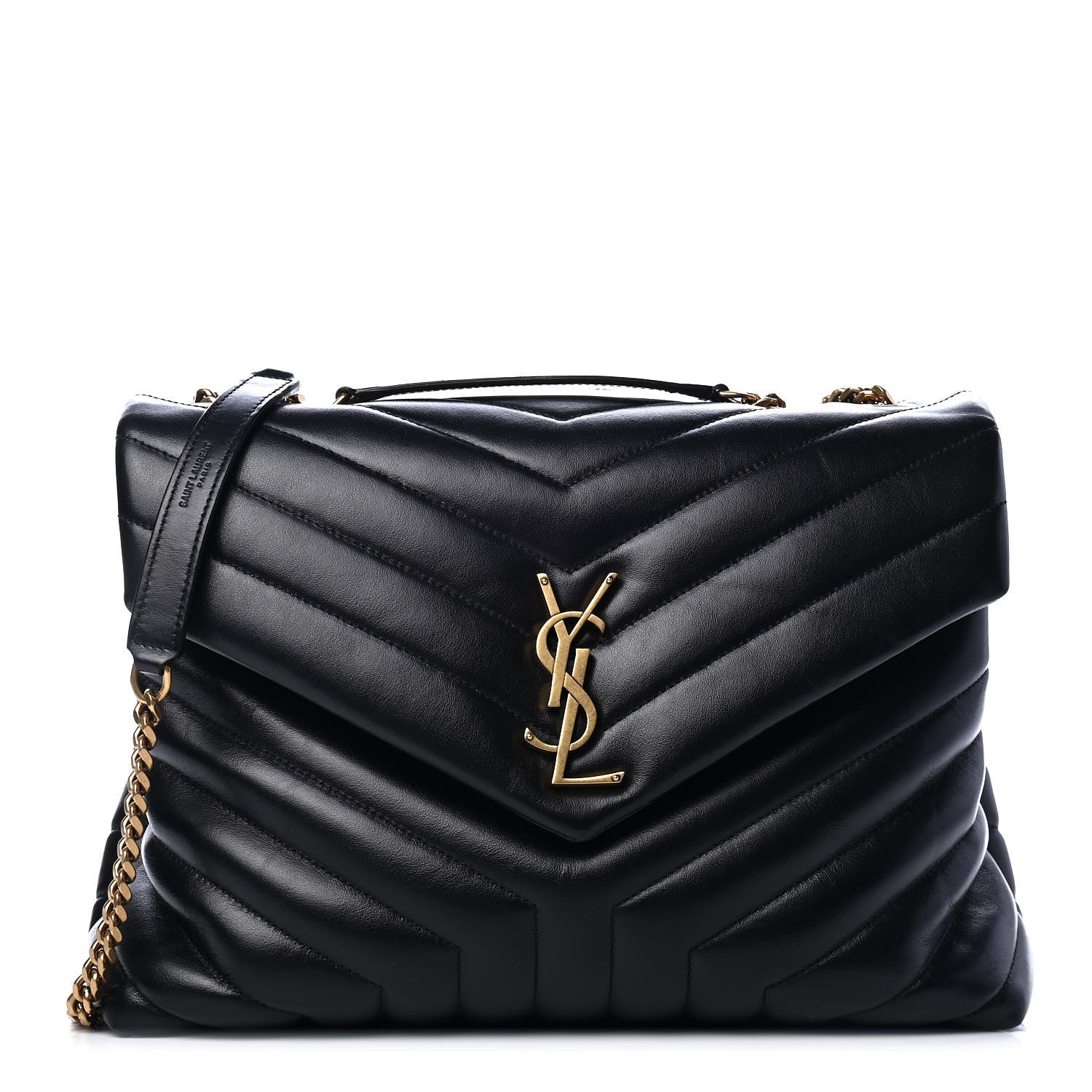 Saint Laurent Calfskin Y Quilted Monogram Medium Loulou Chain Satchel Black 1 of 4