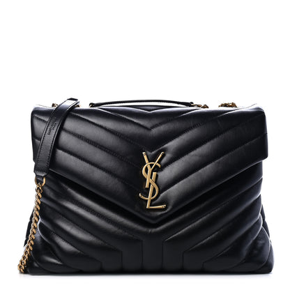 Saint Laurent Calfskin Y Quilted Monogram Medium Loulou Chain Satchel Black 1 of 4