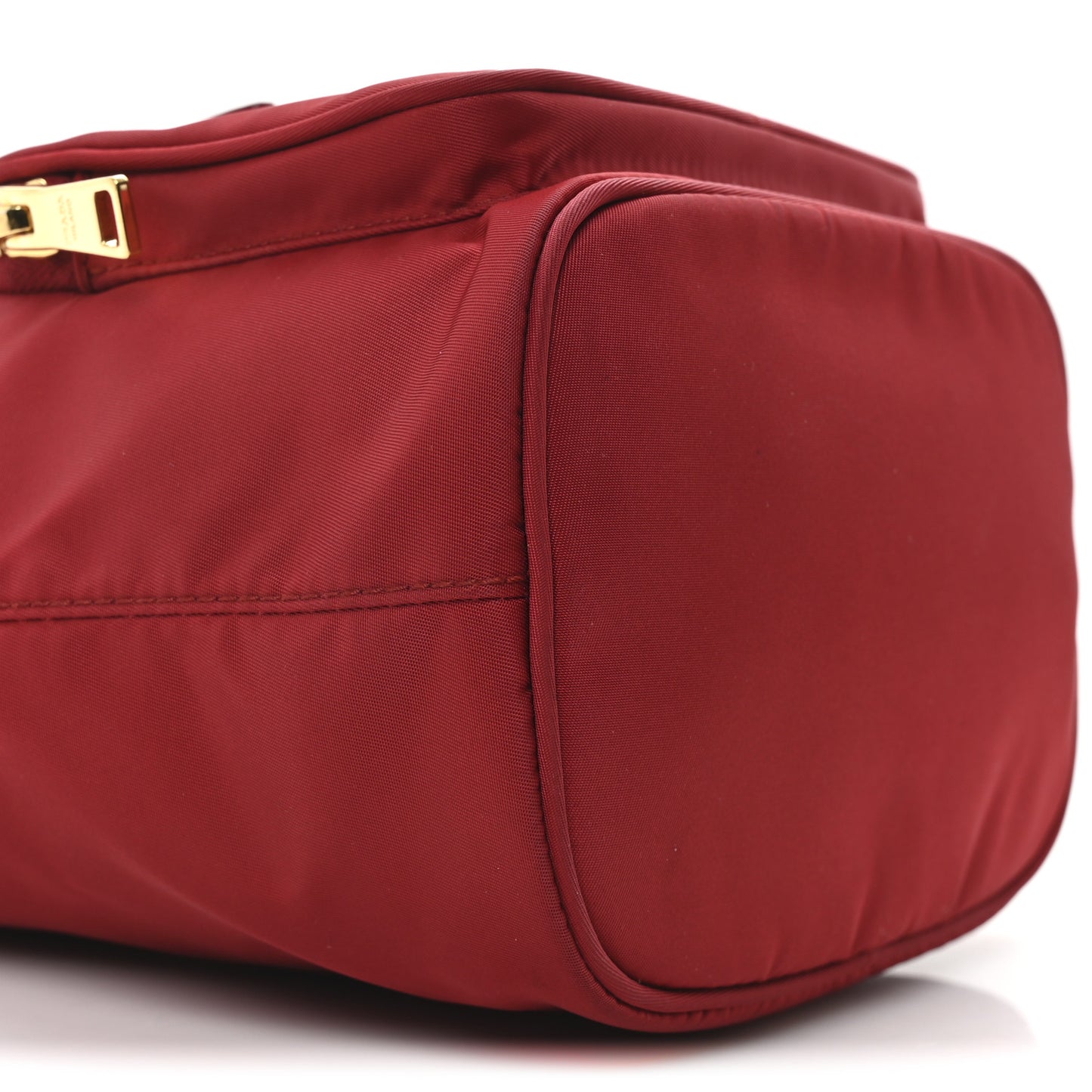 Nylon Vela Saffiano Mini Bucket Crossbody Bag Fuoco