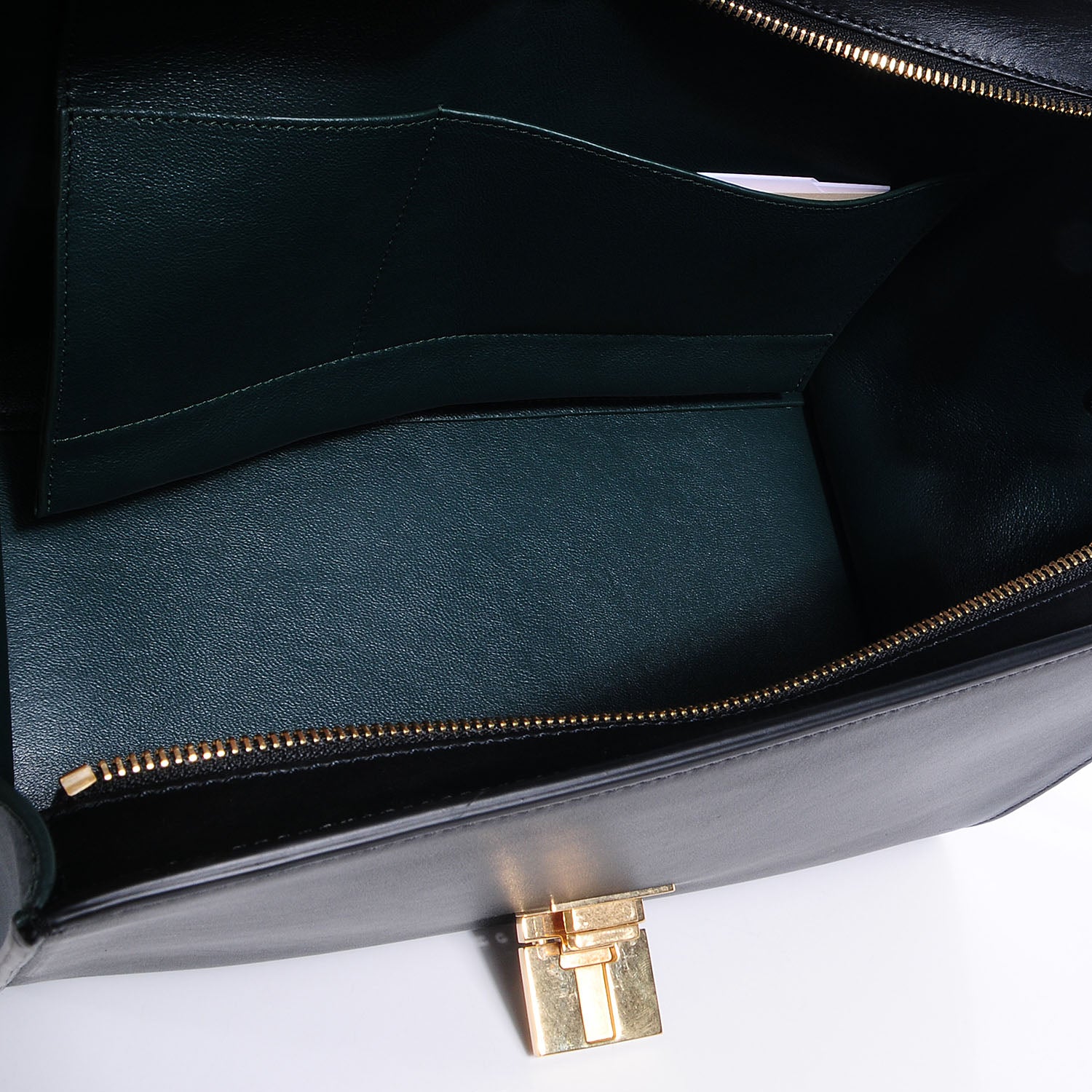 Celine Smooth Calfskin Small Bi-Color Trapeze Bottle Green Black 7 of 12