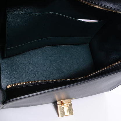 Celine Smooth Calfskin Small Bi-Color Trapeze Bottle Green Black 7 of 12